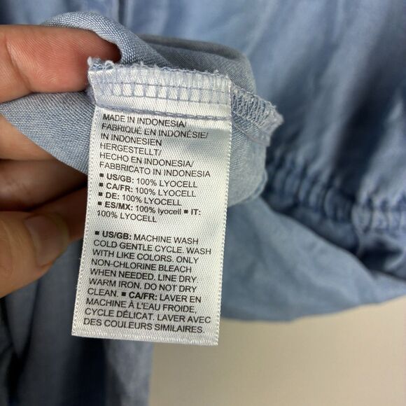 Daily Ritual Blue Chambray Shirt Dress Sz 16 XL Short Sleeve Casual Lyocell - Picture 9 of 10